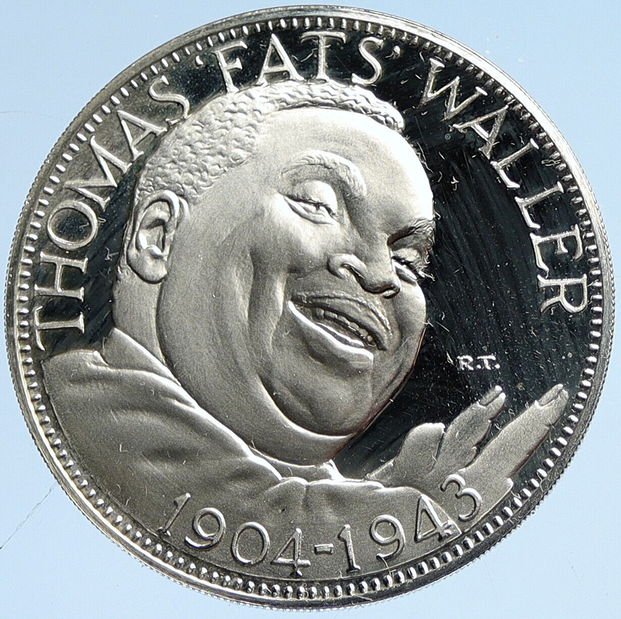 1970 US Franklin Mint Jazz Music THOMAS FATS WALLER Proof Silver Medal i113019