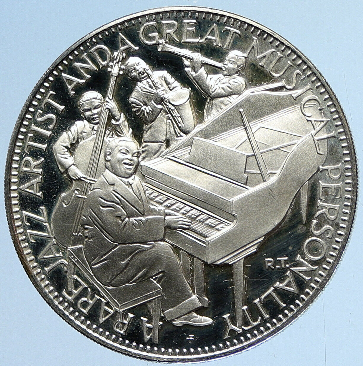 1970 US Franklin Mint Jazz Music THOMAS FATS WALLER Proof Silver Medal i113019