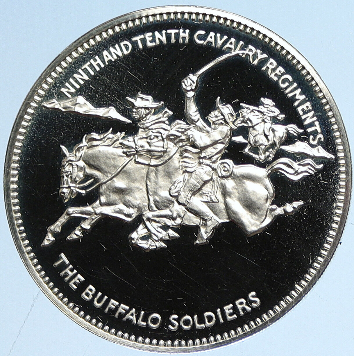 1970 US Franklin Mint BUFFALO SOLDIERS San Juan Hill Proof Silver Medal i113026