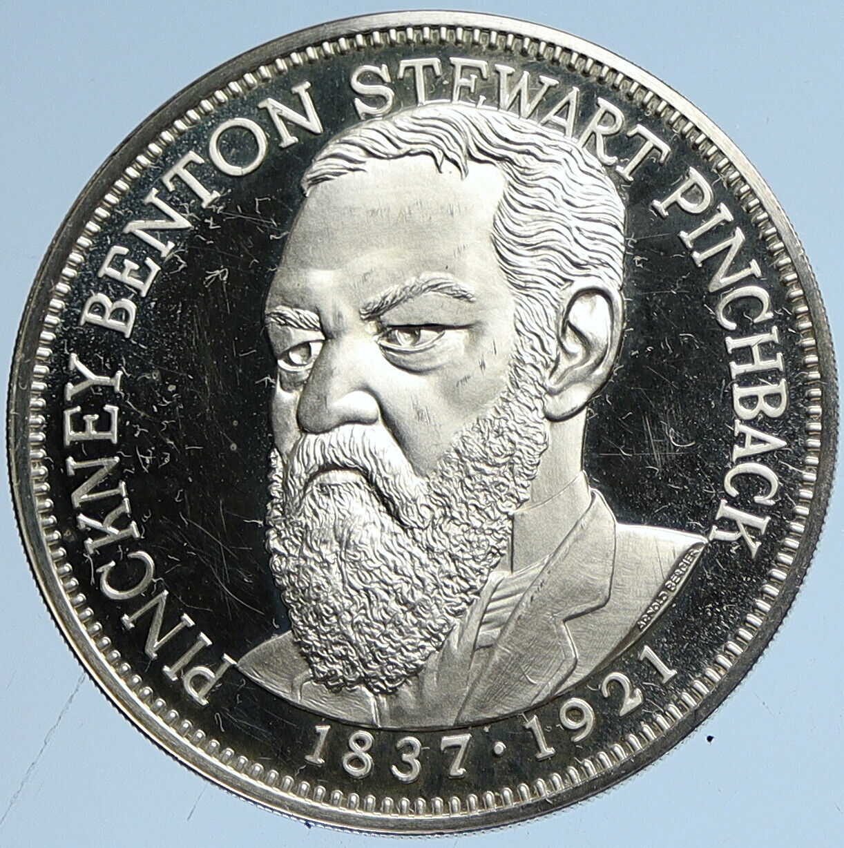 1970 US USA Franklin Mint POLITICIAN PBS PINCHBACK Proof Silver Medal i113024