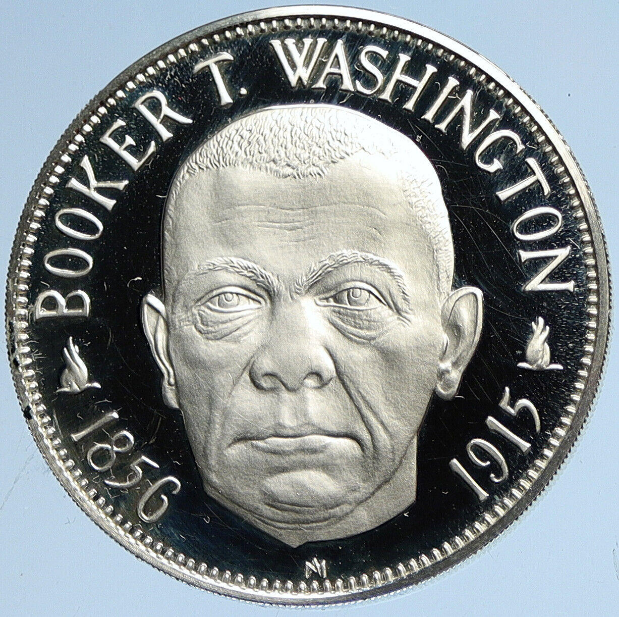 1971 US USA Franklin Mint AUTHOR BOOKER T WASHINGTON Proof Silver Medal i113032