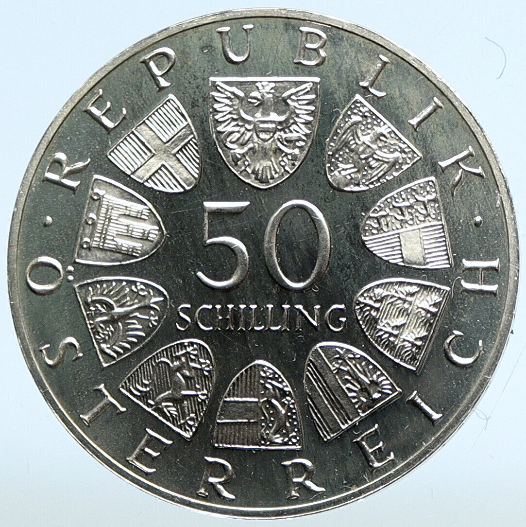 1965 AUSTRIA 600Y VIENNA UNIVERSITY Rudolf IV Stifter PF Silver 50S Coin i113055