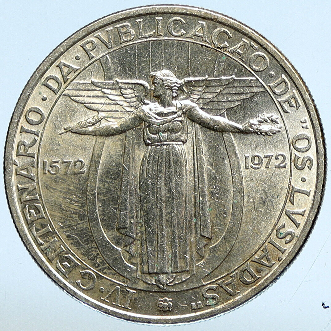 1972 PORTUGAL Poem Os Lusiadas by Camoes Old BU Silver 50 Escudos Coin i113051