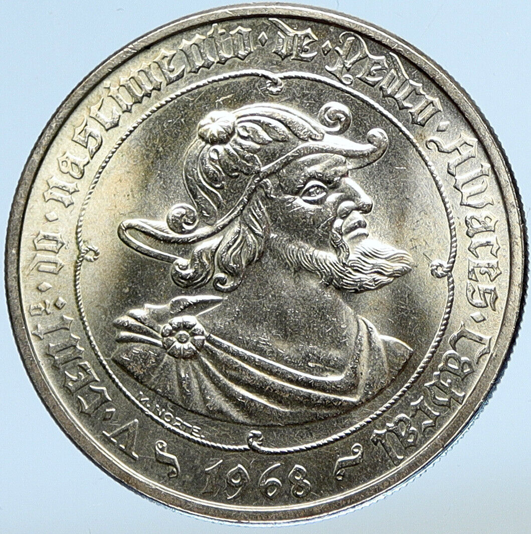 1968 PORTUGAL PORTUGUESE Pedro Alvares Cabral BU Silver 50 Escudos Coin i113053