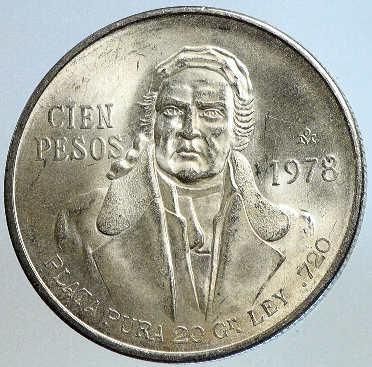 1978 Mexican Independence HERO Jose Maria Morelos Silver 100 Peso Coin i113428