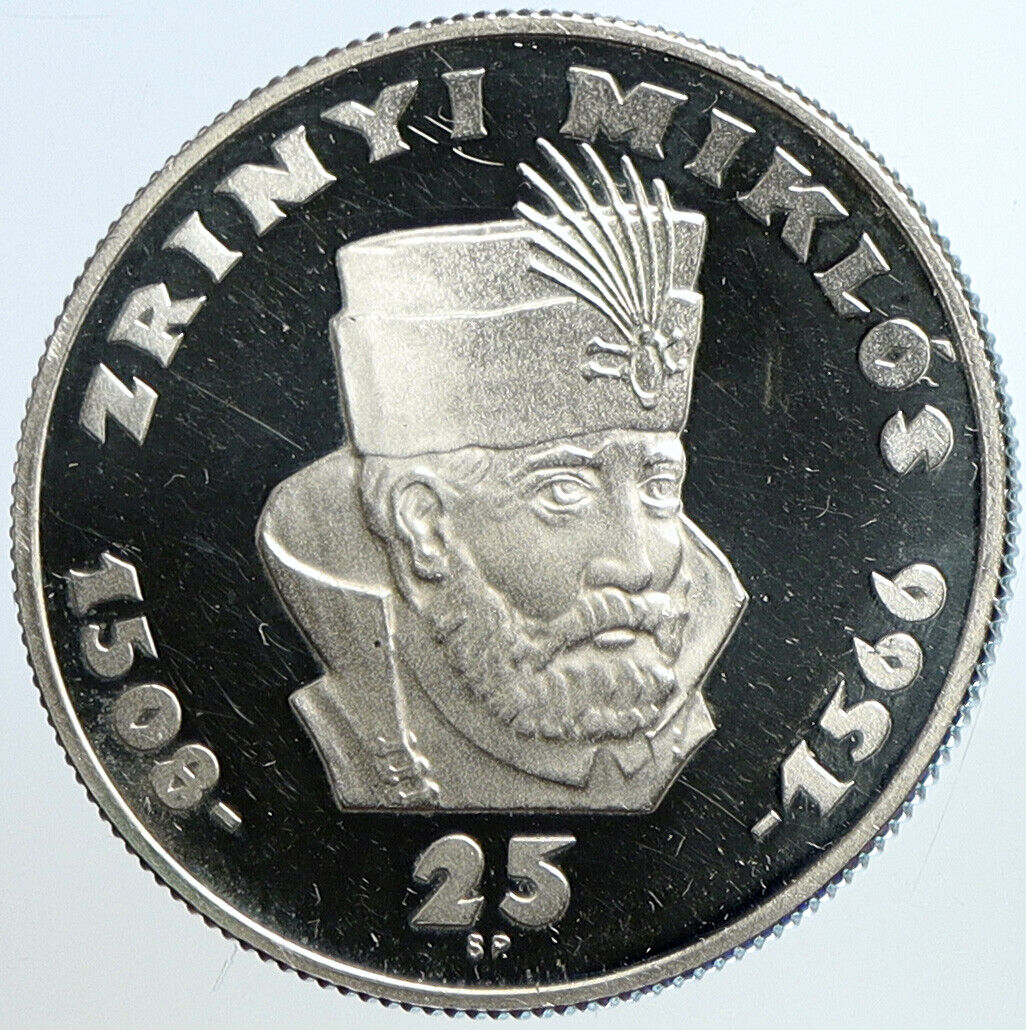 1966 HUNGARY Zrinyi Miklos VINTAGE Hungarian Proof Silver 25 Forint Coin i113429