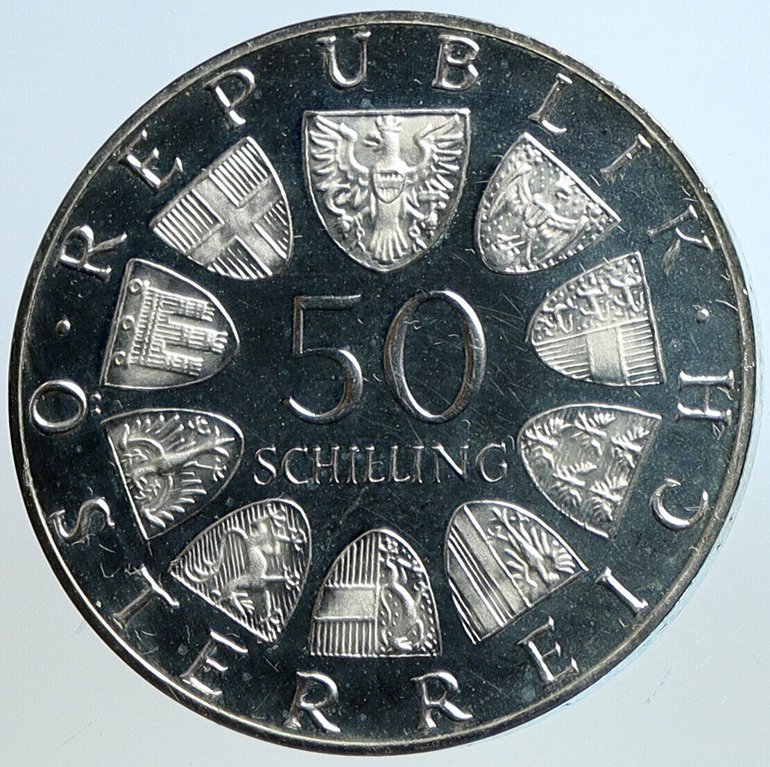 1978 AUSTRIA Composer Franz Schubert OLD Proof Silver 50 Schilling Coin i113438