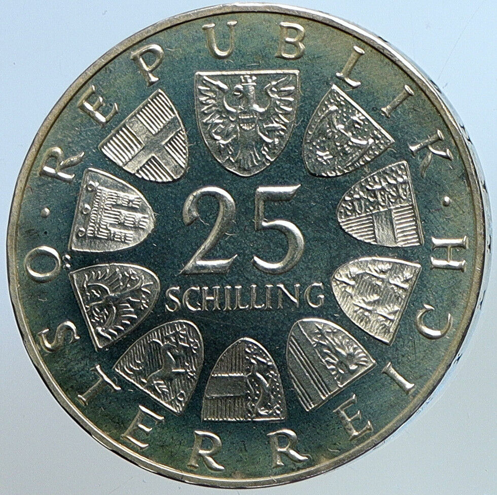 1965 AUSTRIA Vienna Tech School J J Prechtl PRF Silver 25 Schilling Coin i113409