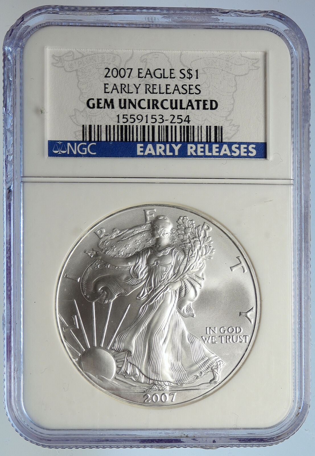 2007 USA US Walking Liberty BALD EAGLE Silver Medal Coin GEM UNC NGC i113449