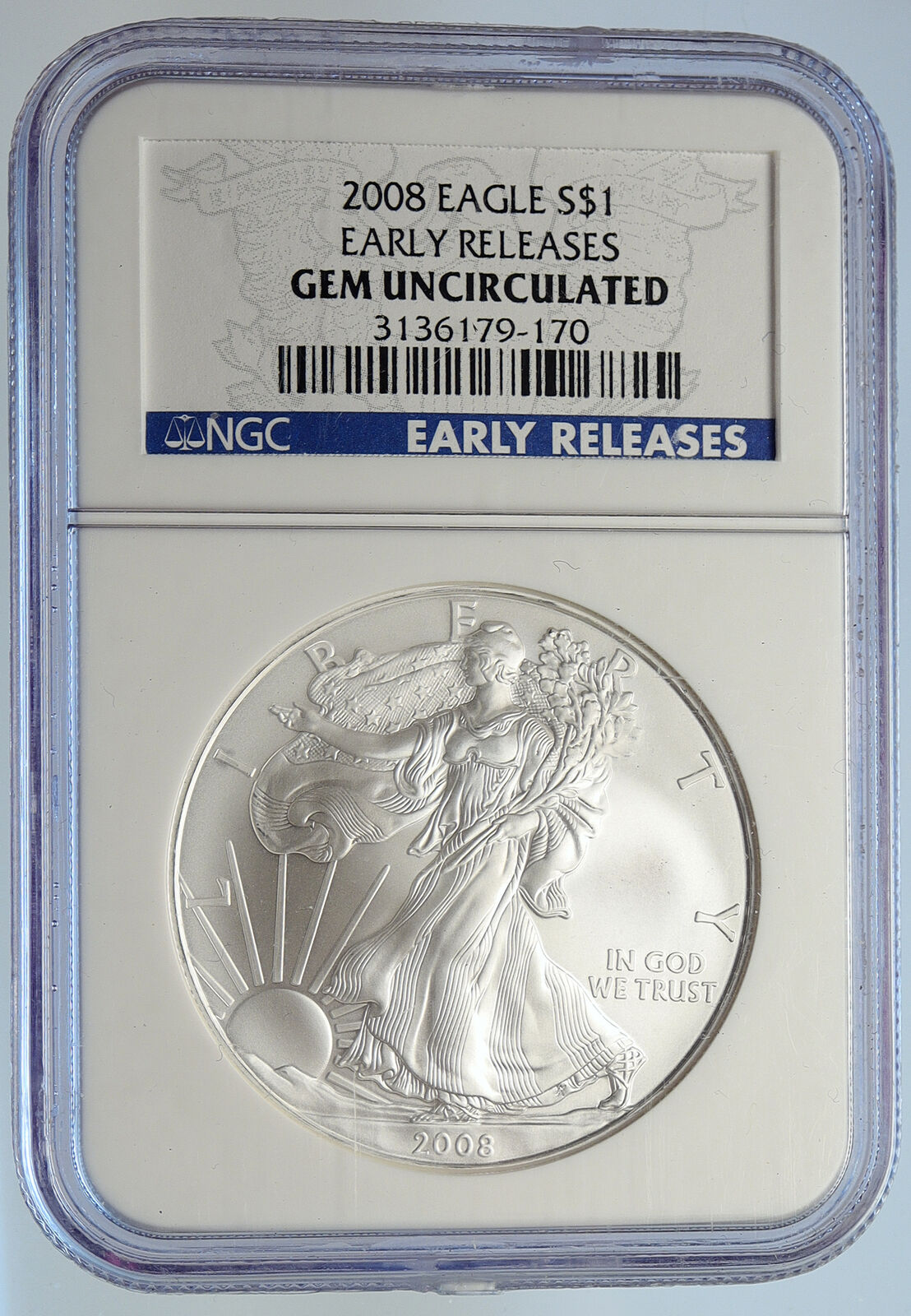 2008 USA US Walking Liberty BALD EAGLE Silver Medal Coin GEM UNC NGC i113457