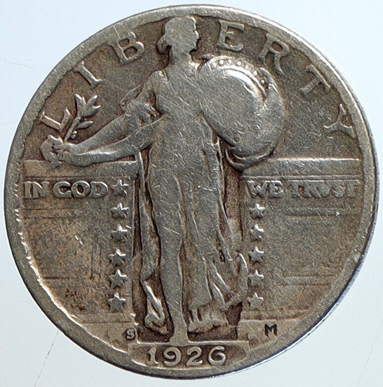 1926 UNITED STATES Standing Liberty Silver Quarter Dollar 25 Cent Coin i113414
