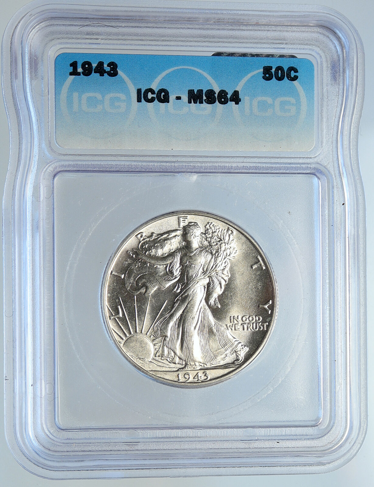 1943P UNITED STATES US Silver WALKING LIBERTY Half Dollar Coin EAGLE ICG i113458