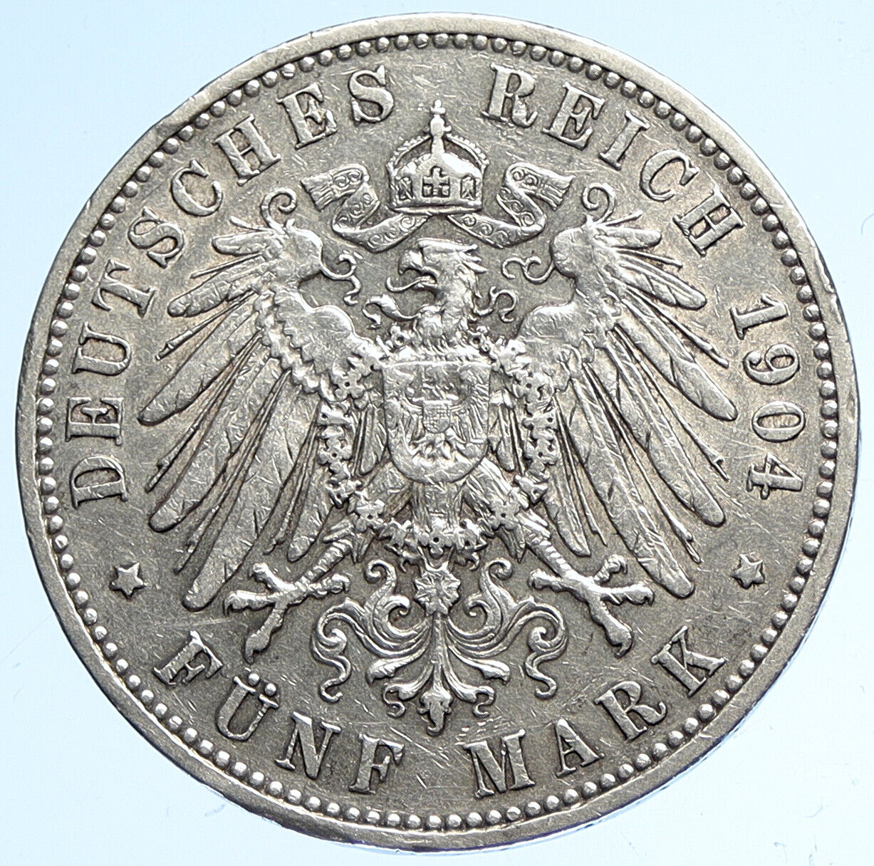 1904E GERMAN STATES Saxony King GEORGE Old ANTIQUE Silver 5 Mark Coin i112839