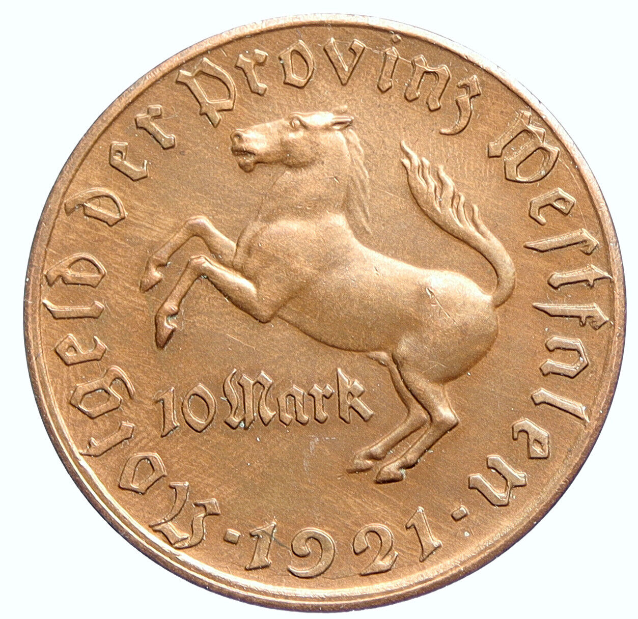 1921 GERMANY Weimar WESTPHALIA 10 Mark Old NOTGELD Coin Freiherr Stein i112847