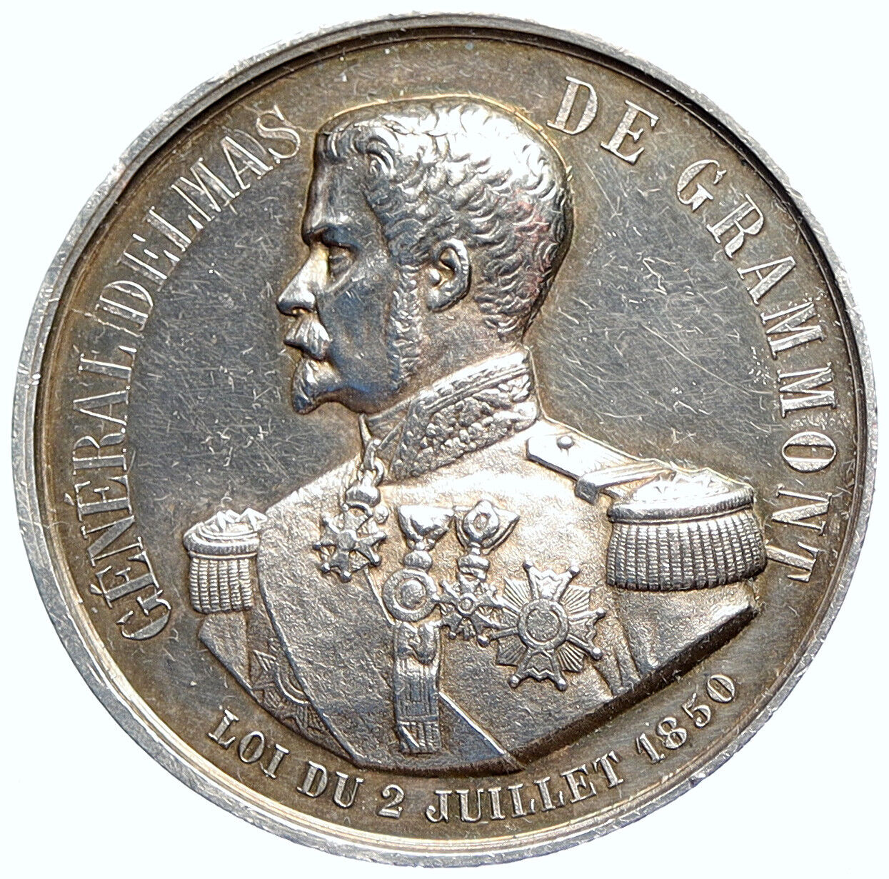 c. 1854 FRANCE General to NAPOLEON Jacques Delmas Grammont Silver Medal i112845