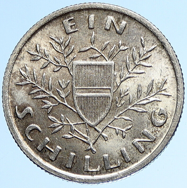 1926 AUSTRIA Parliament in Vienna Edelweiss Antique Silver Shilling Coin i112840