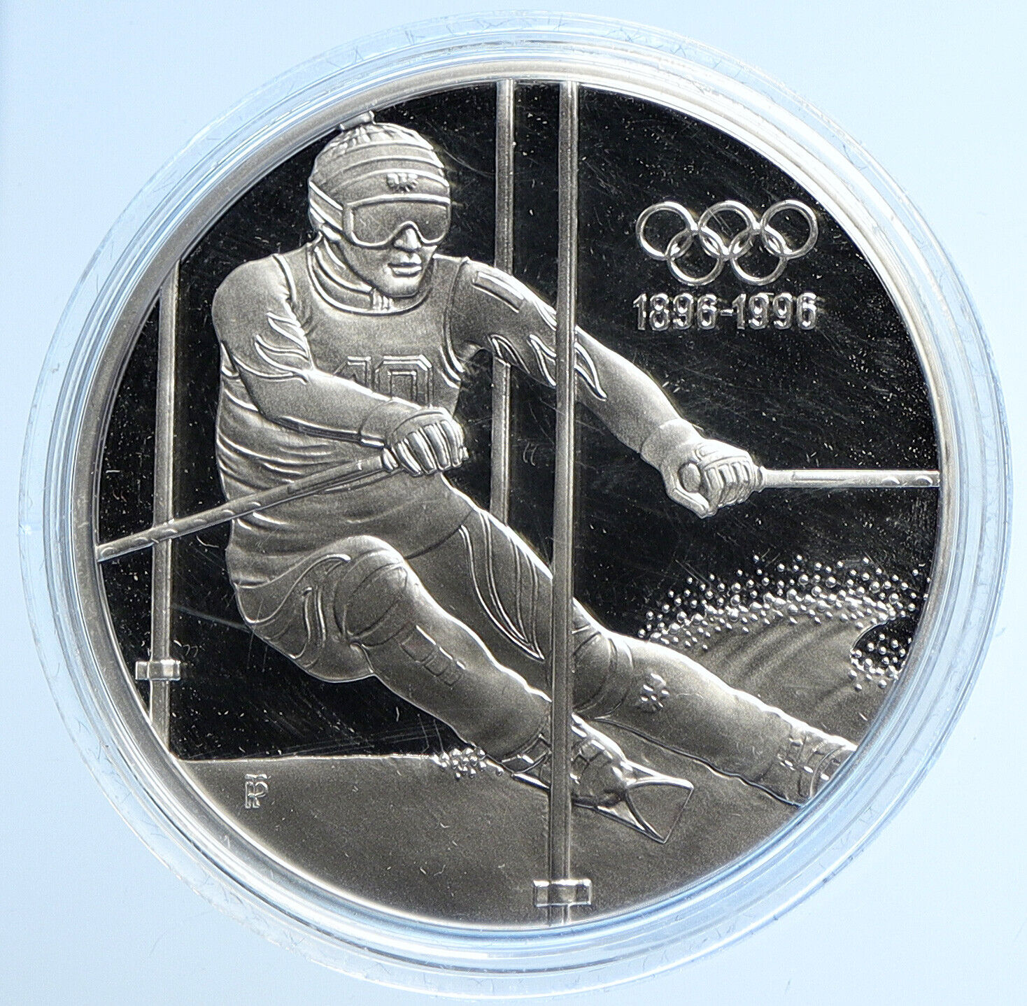 1995 AUSTRIA Centennial OLYMPICS SLALOM SKIING Proof Silver 200 Sch Coin i112874