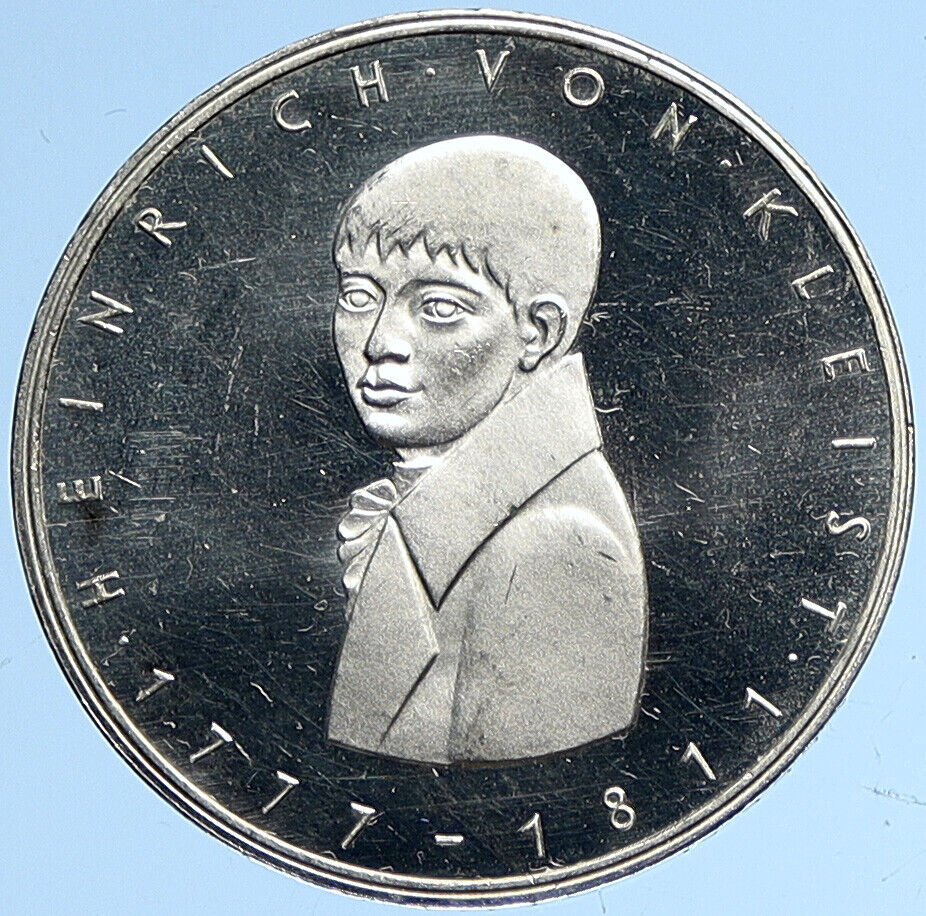 1977 G Germany POET Heinrich Kleist Antique Proof Silver 5 M German Coin i112842