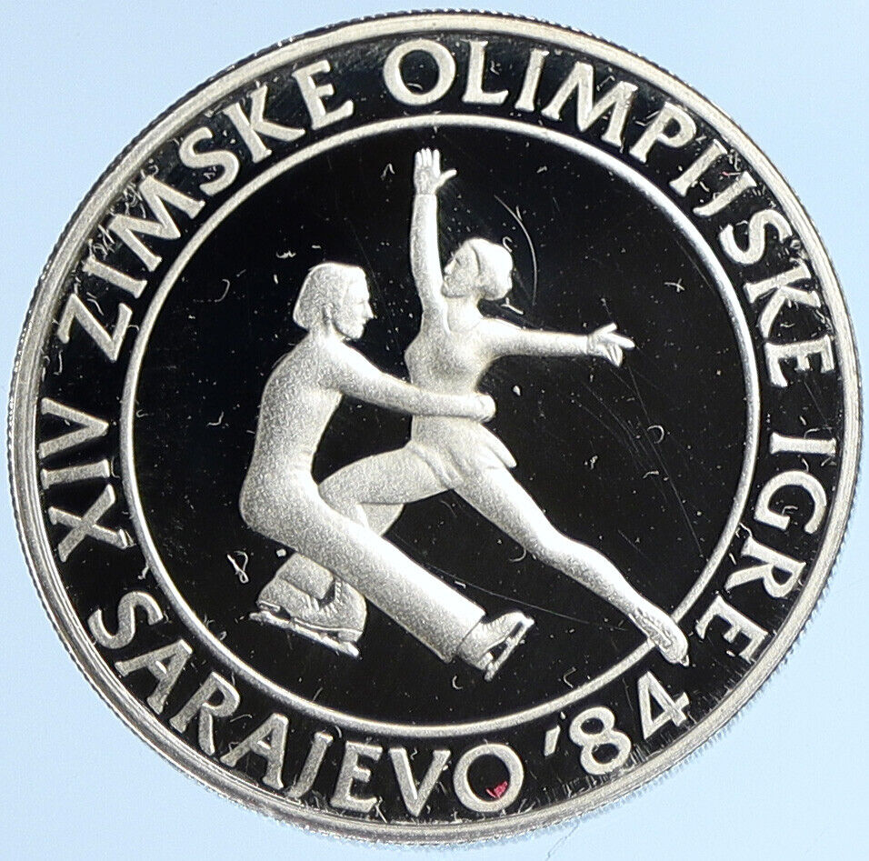 1984 YUGOSLAVIA Sarajevo XIV Olympics Pair Skating PROOF Silver 100 Coin i112902