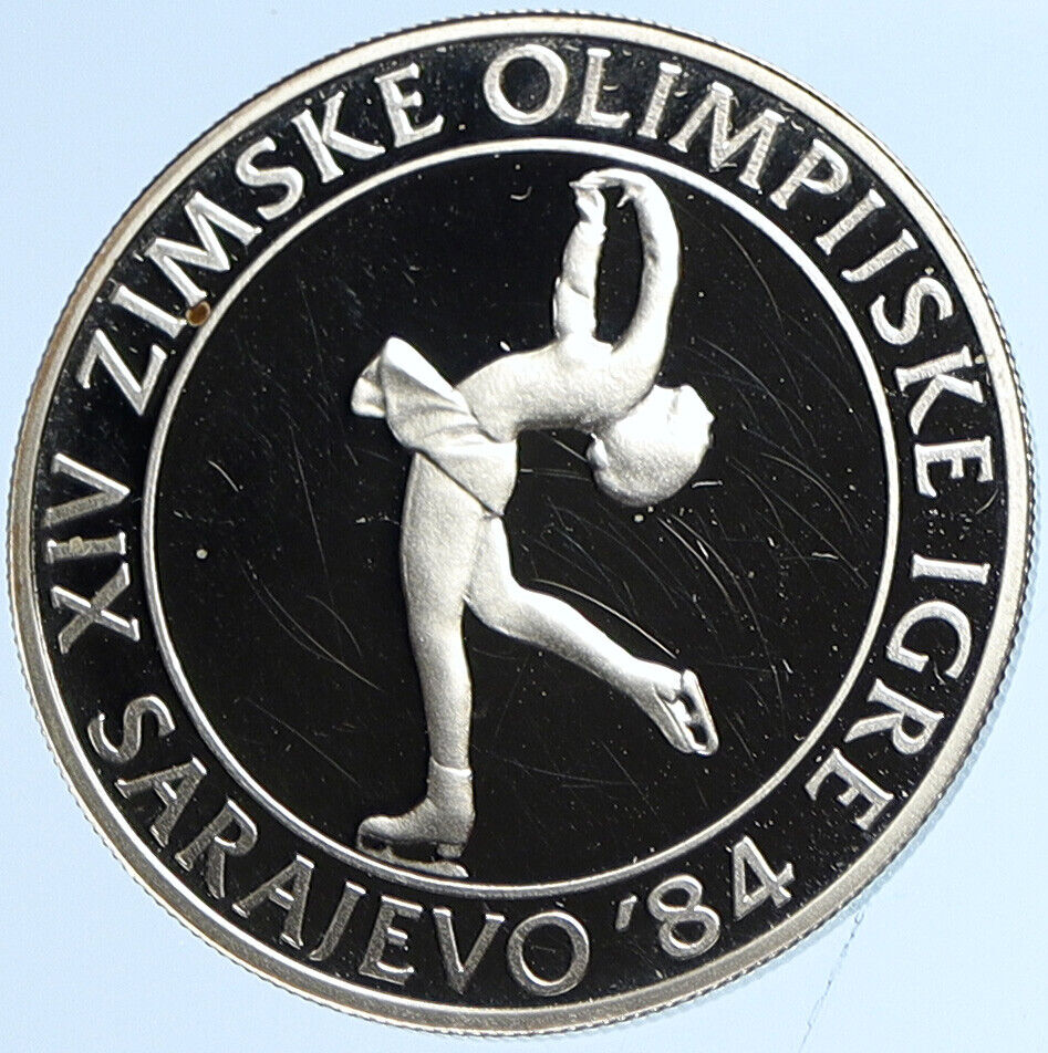1983 YUGOSLAVIA Sarajevo XIV Olympic Figure Skating PF Silver 100 D Coin i112905