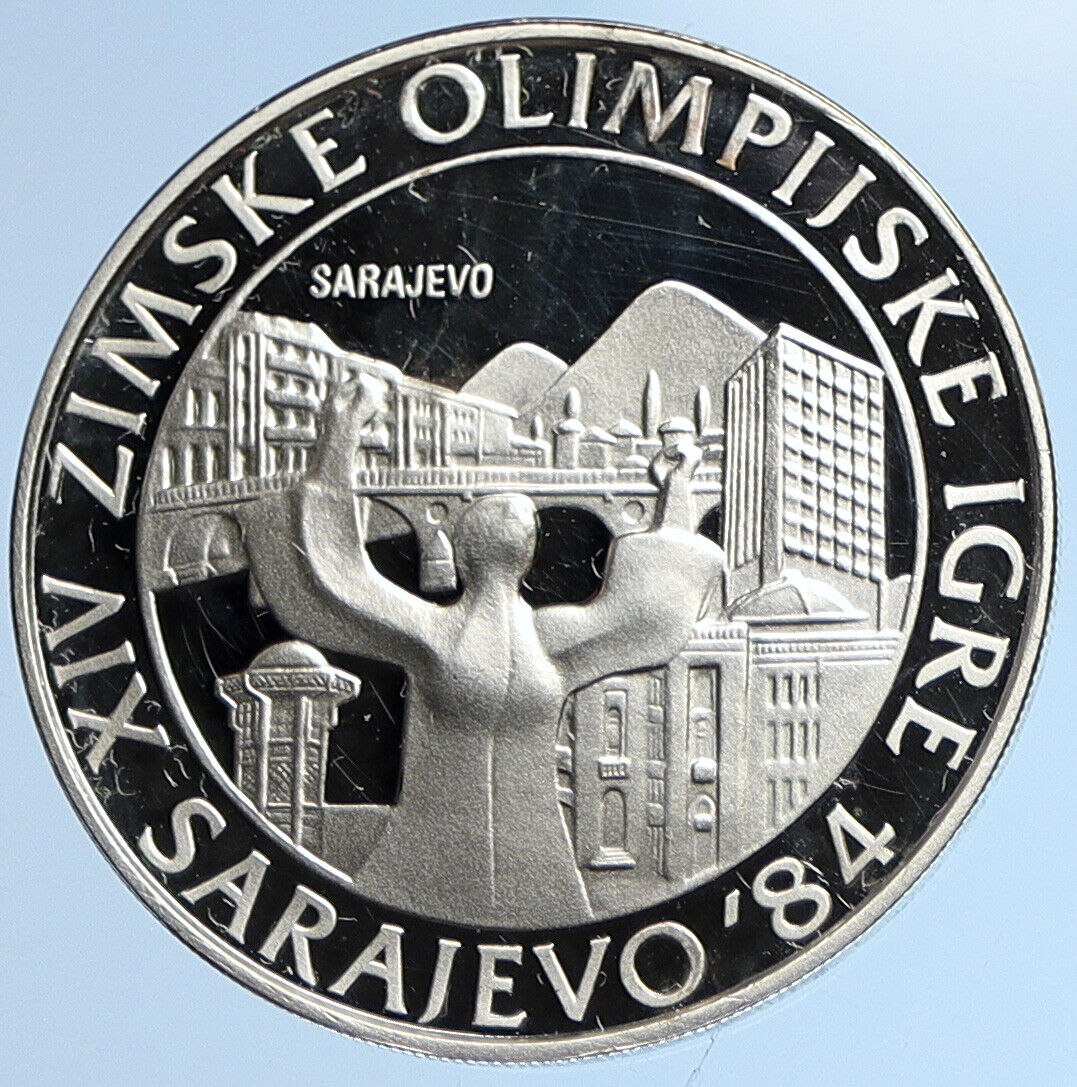 1982 YUGOSLAVIA Olympic SARAJEVO CITY Old Proof Silver 250 Dinara Coin i112898
