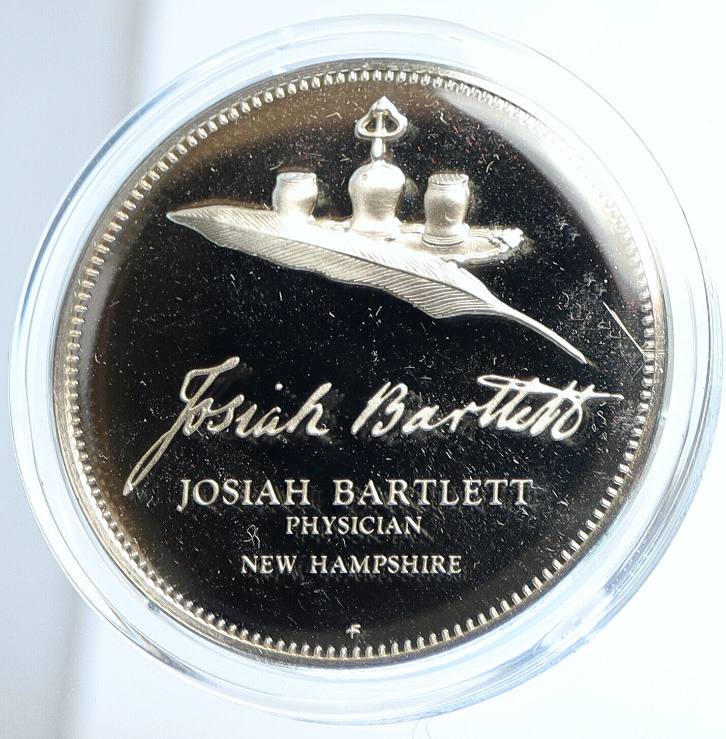 1972 US USA FM Josiah Bartlett BICENTENNIAL COUNCIL Proof Silver Medal i112917