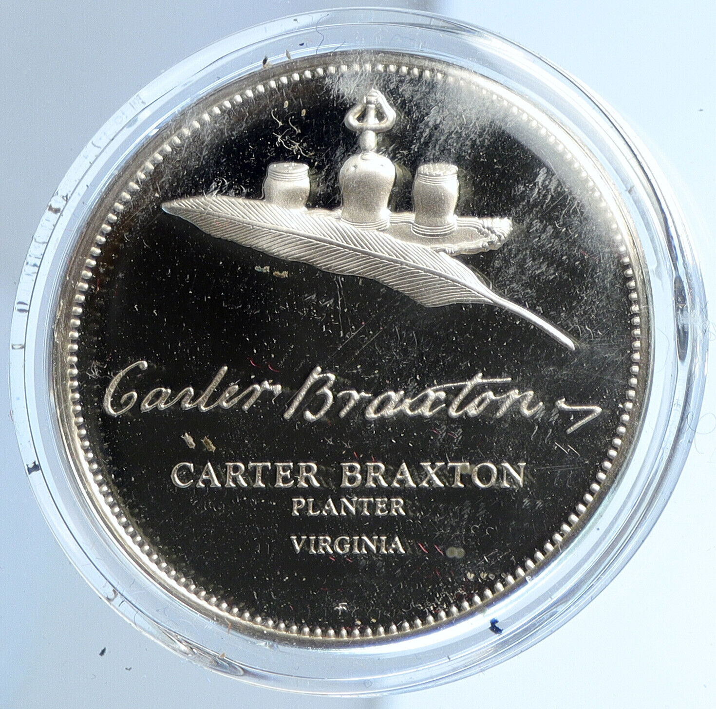 1975 US USA FM Carter Braxton BICENTENNIAL COUNCIL Proof Silver Medal i112945