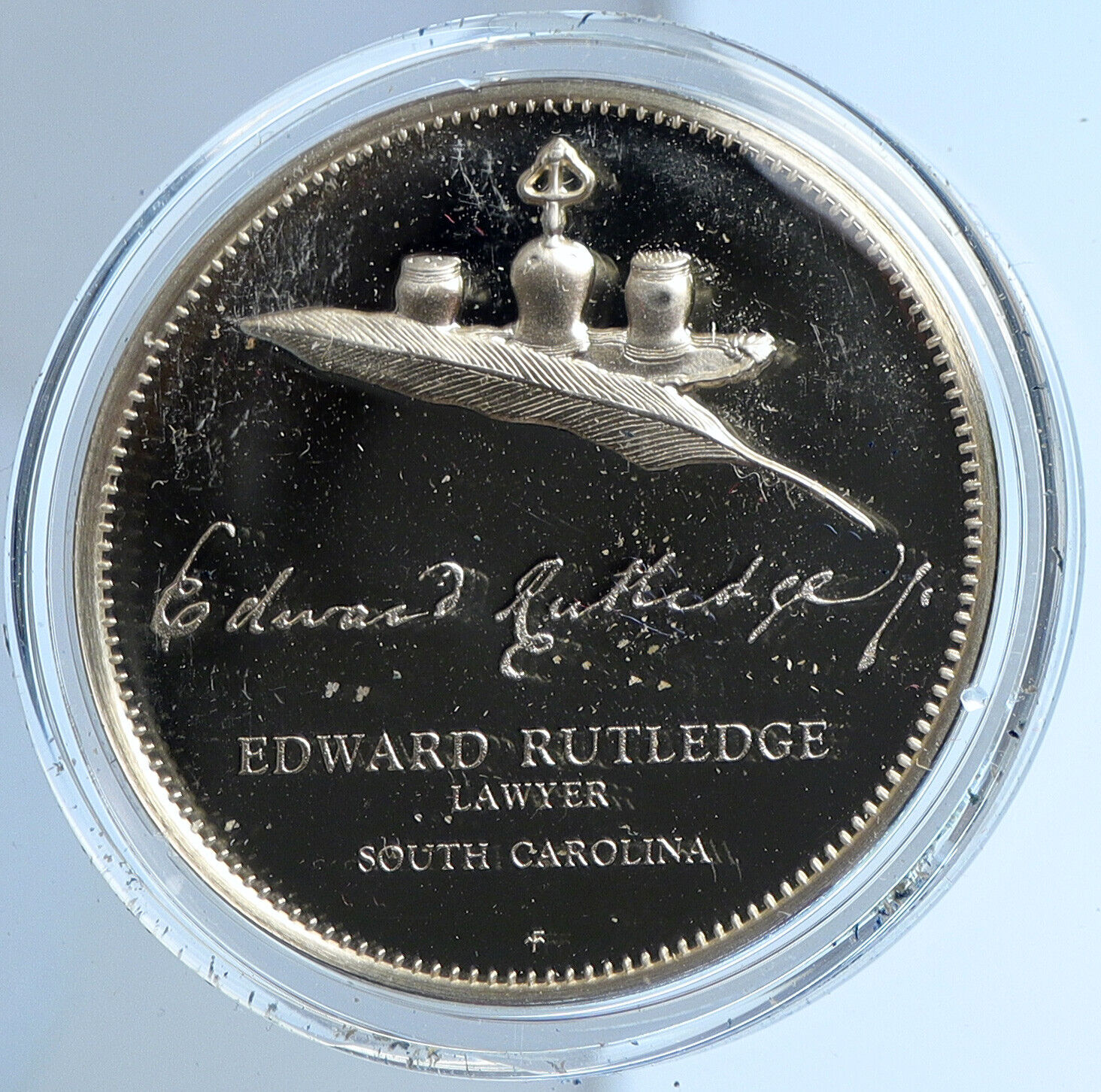 1972 US USA FM Edward Rutledge BICENTENNIAL COUNCIL Proof Silver Medal i112941