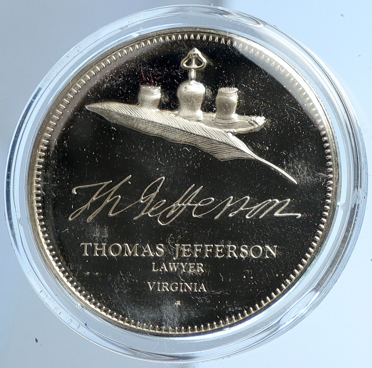 1972 US USA FM Thomas Jefferson BICENTENNIAL COUNCIL Proof Silver Medal i112952