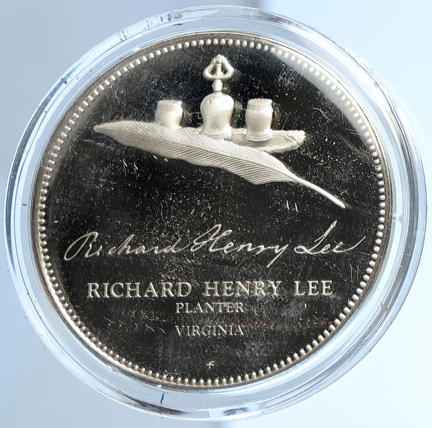 1975 US USA FM Richard Henry Lee BICENTENNIAL COUNCIL Proof Silver Medal i112954