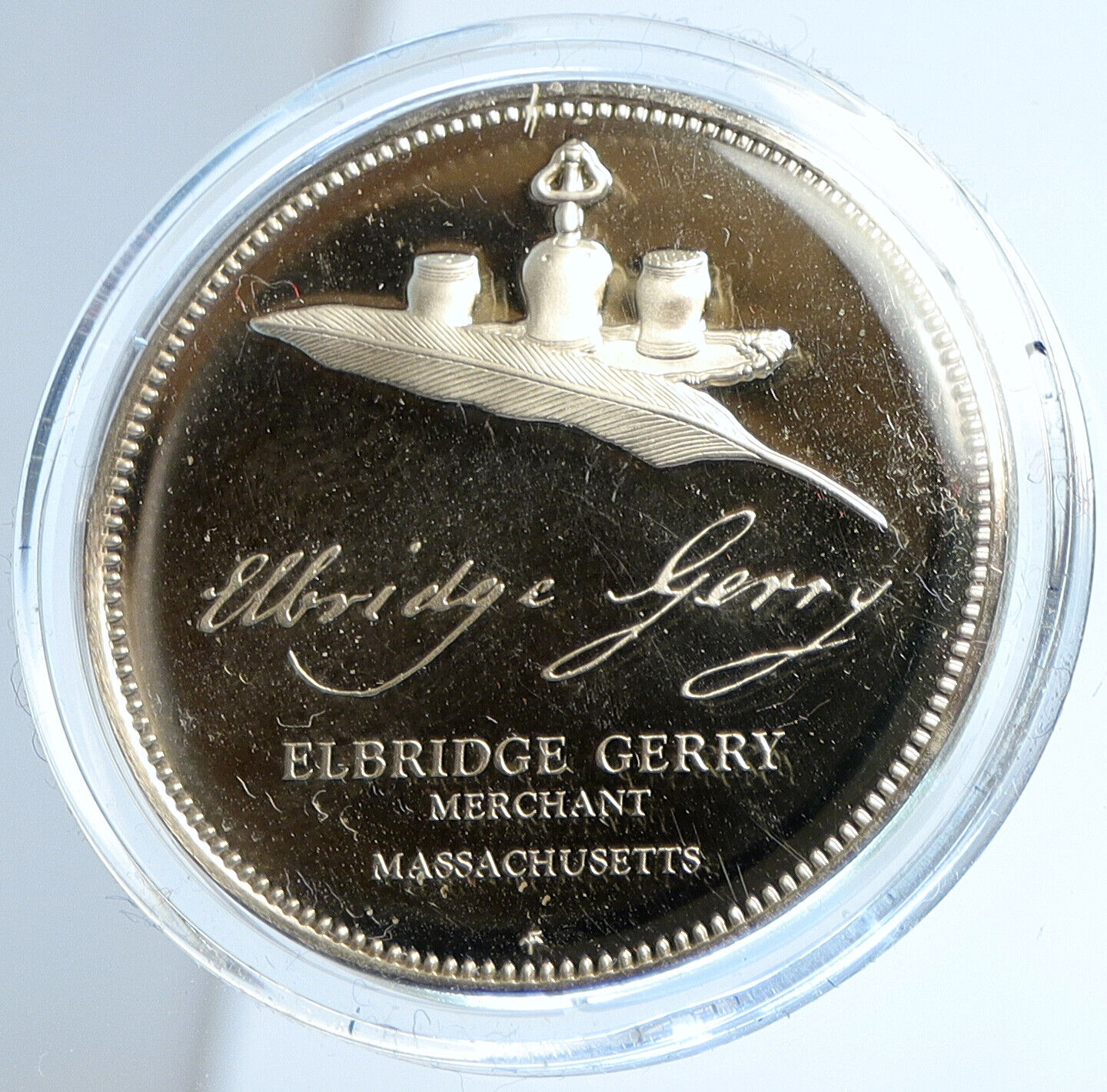 1975 US USA FM Elbridge Gerry BICENTENNIAL COUNCIL Proof Silver Medal i112918