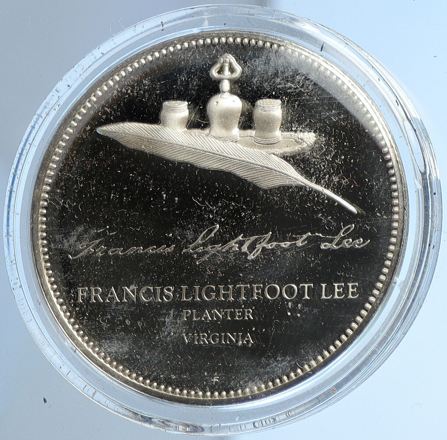 1975 US FM Francis Lightfoot Lee BICENTENNIAL COUNCIL Proof Silver Medal i112950