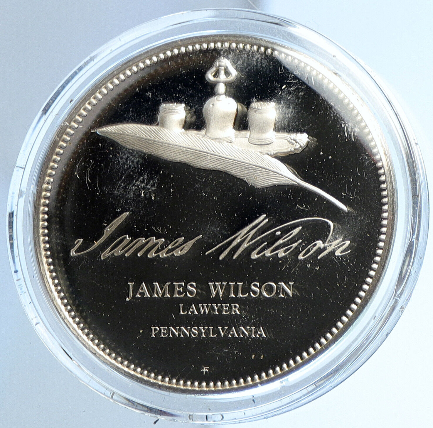 1976 US USA FM James Wilson BICENTENNIAL COUNCIL Old Proof Silver Medal i112956