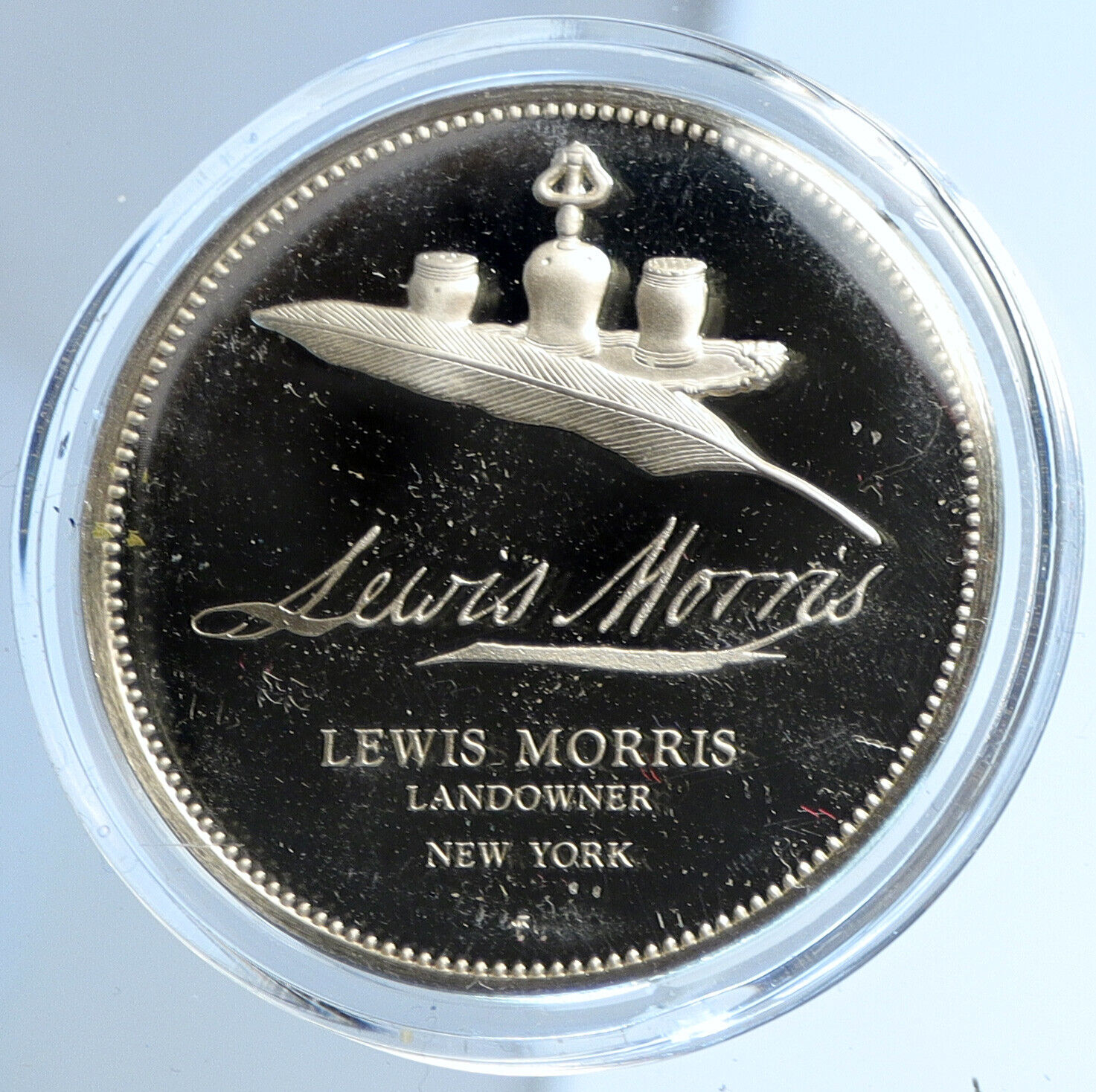 1974 US USA FM Lewis Morris BICENTENNIAL COUNCIL Old Proof Silver Medal i112929