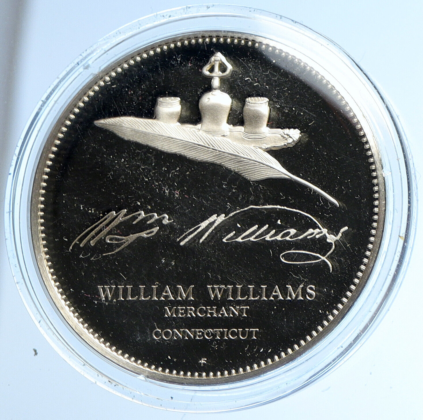 1973 US USA FM William Williams BICENTENNIAL COUNCIL Proof Silver Medal i112923