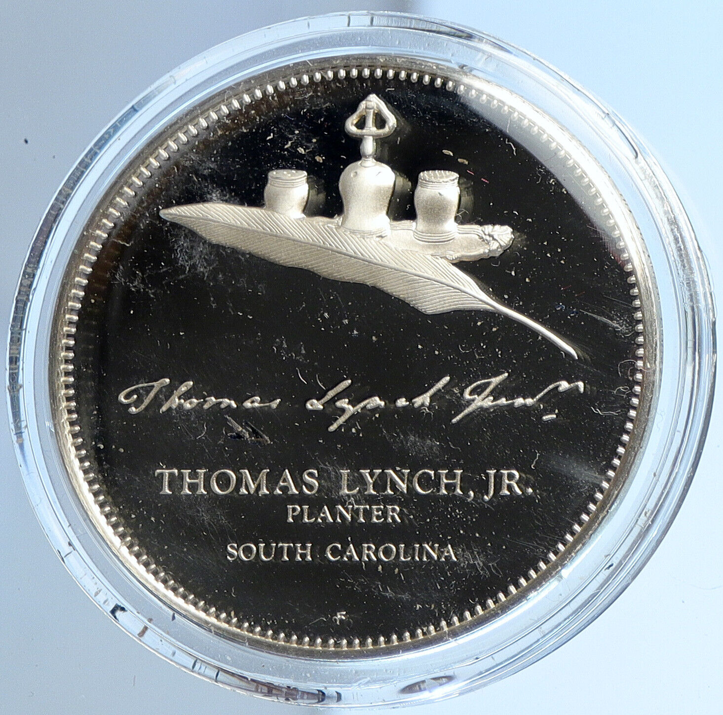 1974 US USA FM Thomas Lynch, Jr. BICENTENNIAL COUNCIL Proof Silver Medal i112935