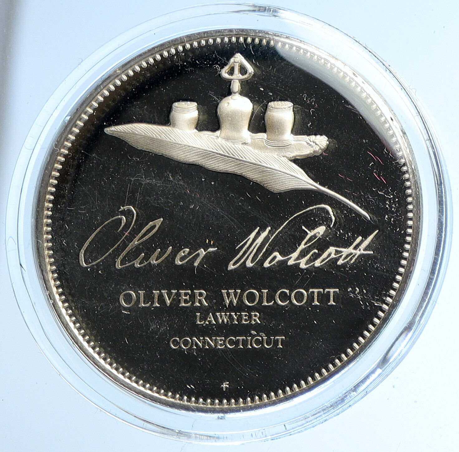 1974 US USA FM Oliver Wolcott BICENTENNIAL COUNCIL Proof Silver Medal i112922