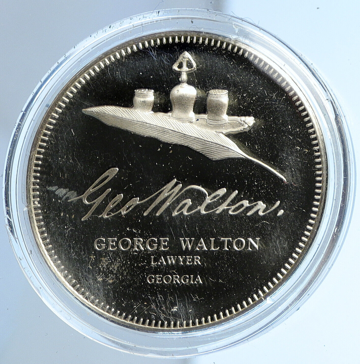 1973 US USA FM George Walton BICENTENNIAL COUNCIL Old Proof Silver Medal i112958