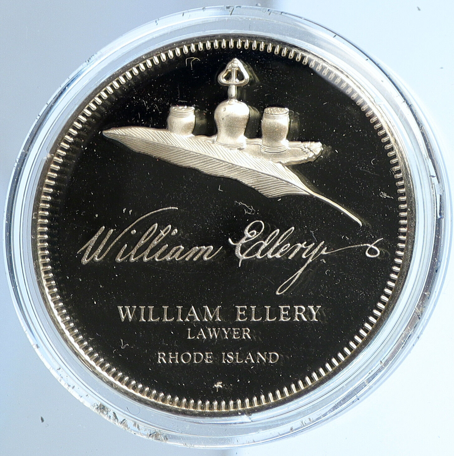 1973 US USA FM William Ellery BICENTENNIAL COUNCIL Proof Silver Medal i112949