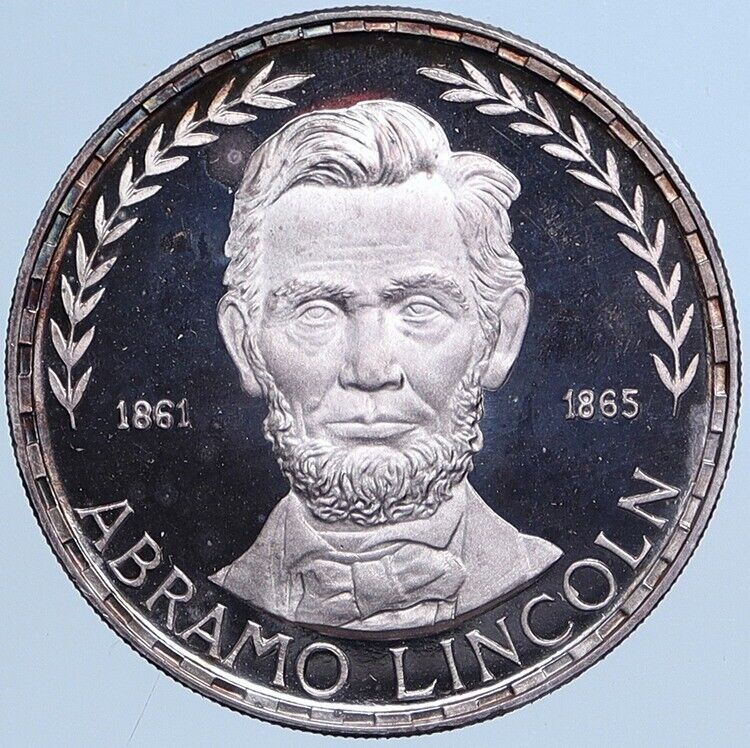 1970 EQUATORIAL GUINEA USA's Abraham Lincoln Proof Silver 75 Pesata Coin i113512