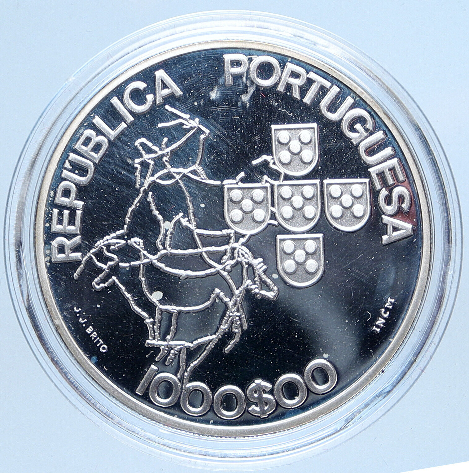 2000 PORTUGAL European Union Council OLD Proof Silver 1000 Escudos Coin i113546