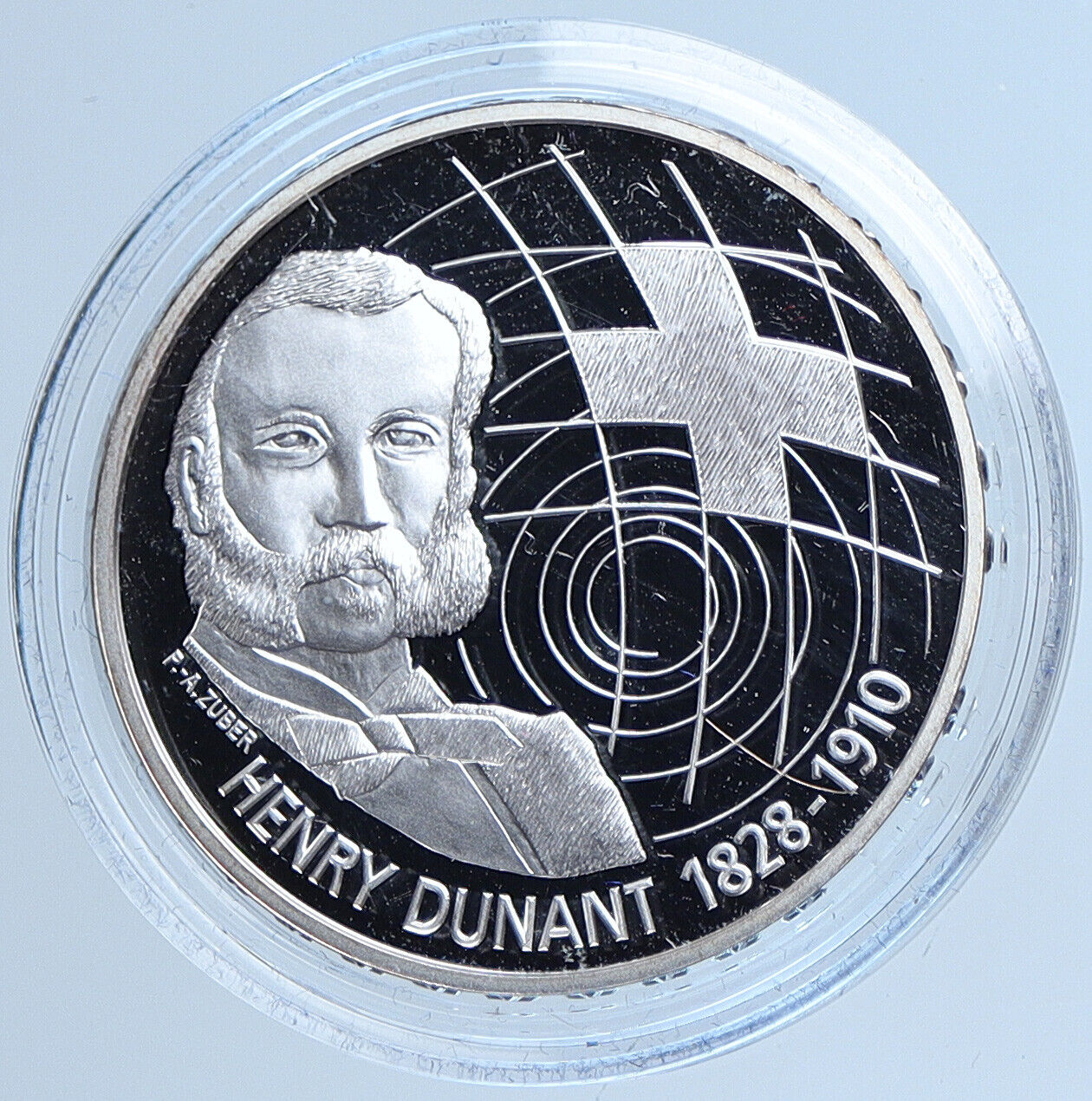 2010 Switzerland HENRI DUNANT RED CROSS Old Proof Silver 20 Francs Coin i113551