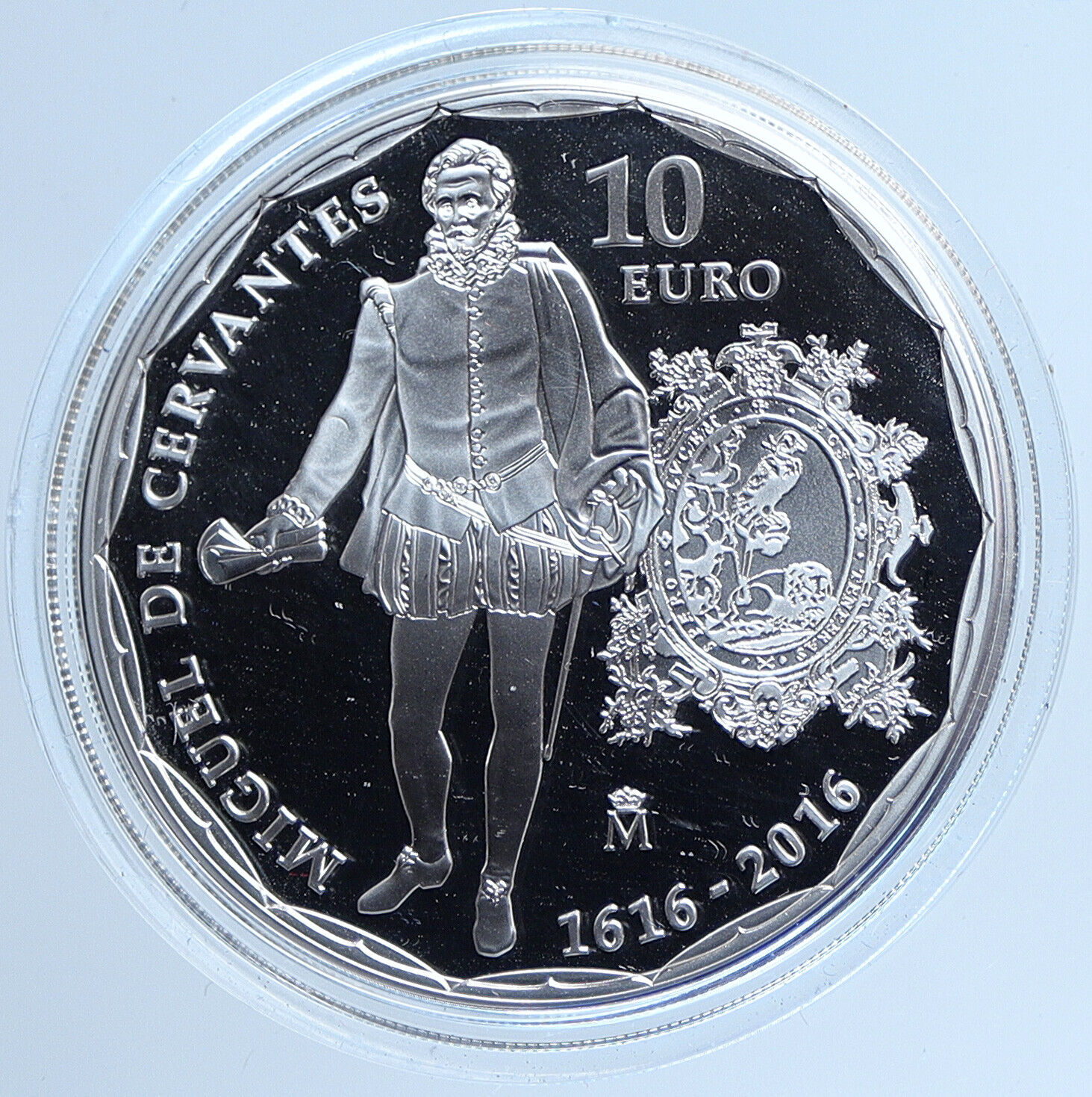 2016 SPAIN Felipe VI & Miguel De Cervantes OLD Proof Silver 10 Euro Coin i113549