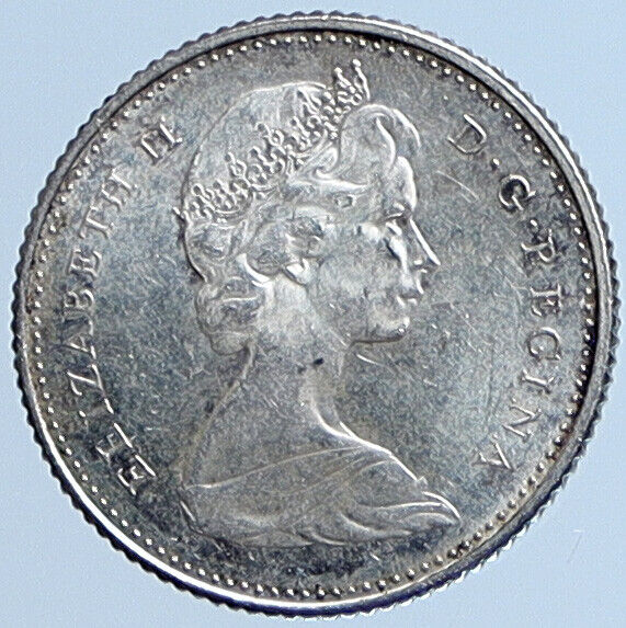 1968 CANADA Queen ELIZABETH II BLUENOSE SHIP Old Silver 10 Cents Coin i113578