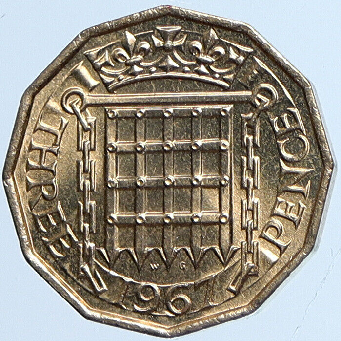 1967 UK Great Britain QUEEN ELIZABETH II Old Vintage 3 Three Pence Coin i113560