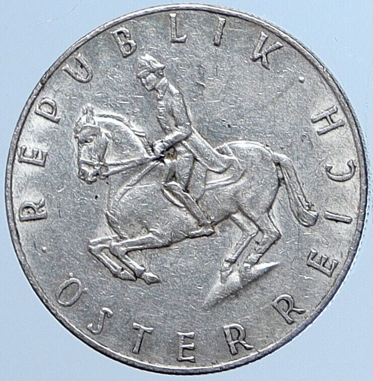 1960 AUSTRIA 5 Schilling Silver OLD Austrian Coin w HORSE RIDER Spanish i113573