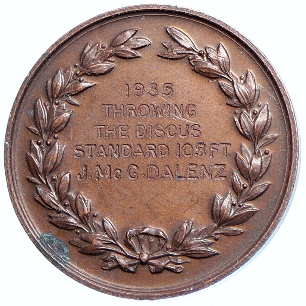 1935 USA UNITED STATES Southern Champions AAA Discus Throw Award Medal i113584