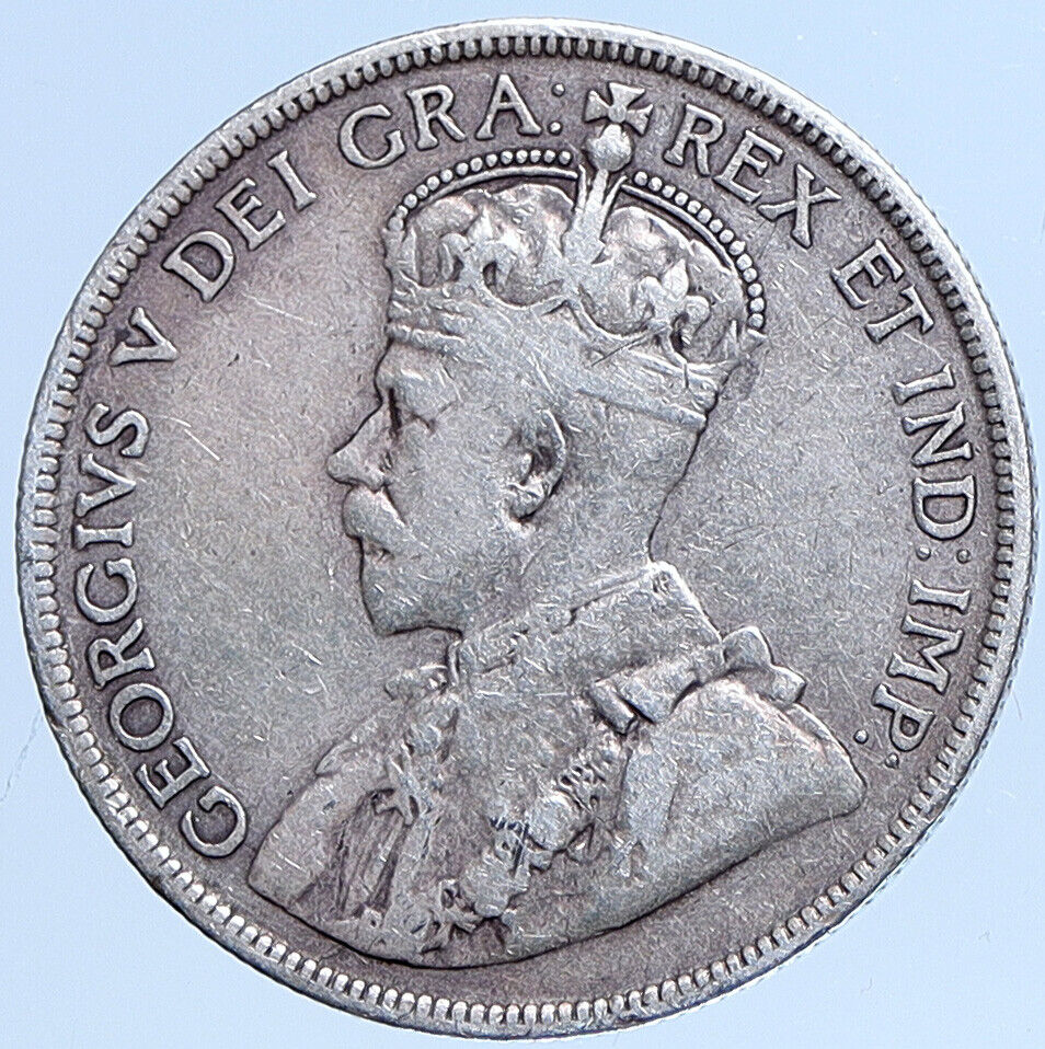 1911 CANADA Newfoundland UK King George V Genuine SILVER 50 CENTS Coin i113597