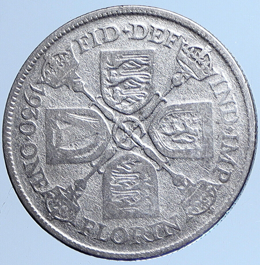 1930 United Kingdom Great Britain GEORGE V Silver Florin 2 Shilling Coin i113603