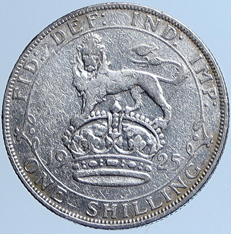 1925 United Kingdom UK Great Britain GEORGE V Lion Silver Shilling Coin i113620